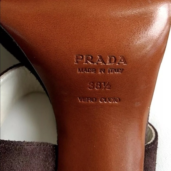 Prada suede shoes sandals pumps heels brown 38.5 - Picture 3 of 4